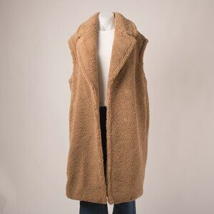 H&M Camel Sherpa Teddy Longline Vest XS